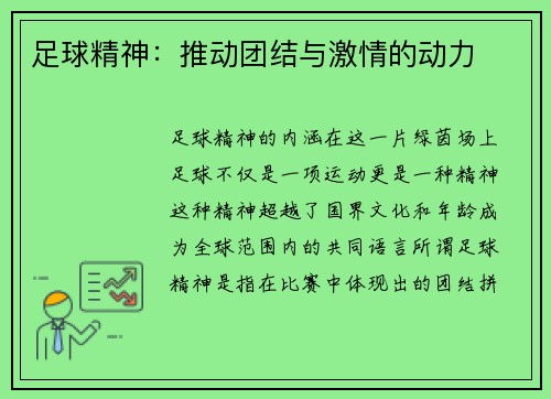 足球精神：推动团结与激情的动力